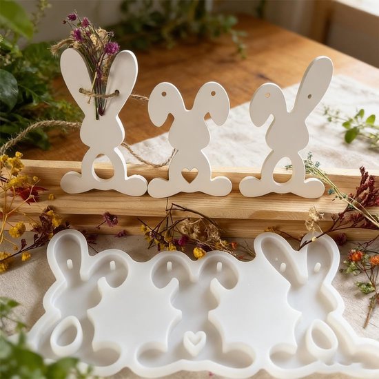 Mal voor Pasen, doe-het-zelf paasdecoratie met konijnenmotief, voor harskunst, kaarsgieten, kindercreativiteit, herbruikbaar, gemakkelijk te reinigen — afbeelding 5