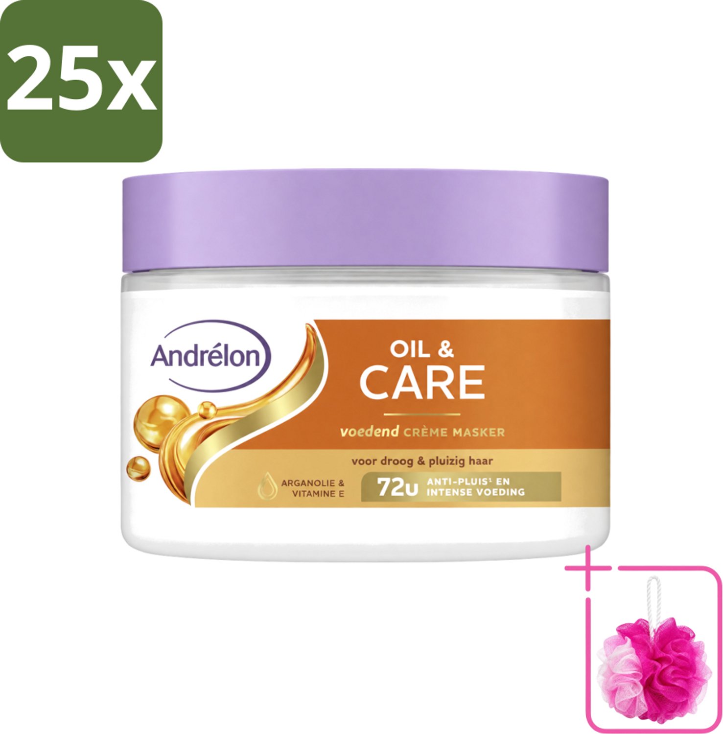25 x Andrélon – Crème Haarmasker – Oil & Care – 300 ml - Bulkverpakking - Haarmasker - Douchemop - Droog haar