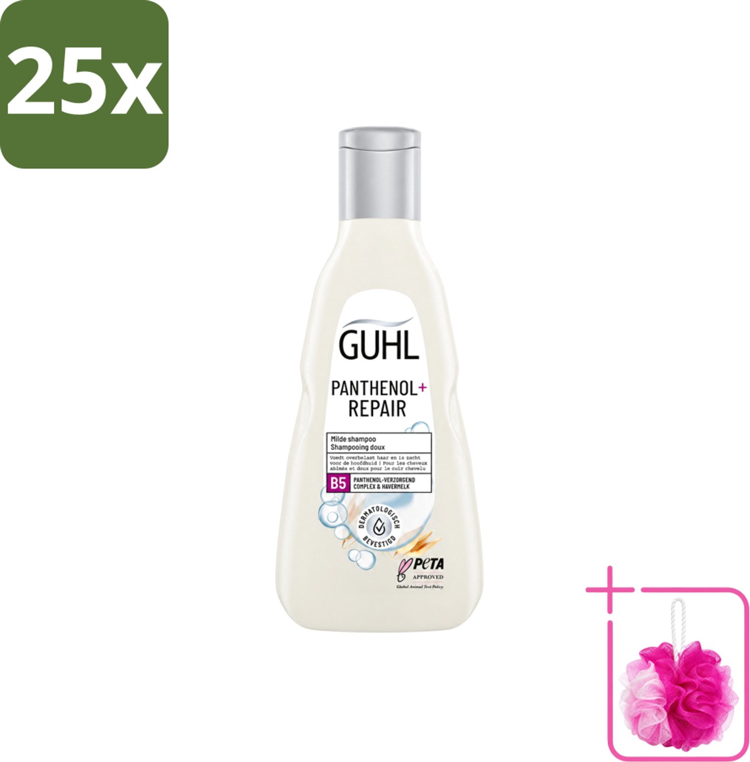 25 x Guhl – Shampoo – Panthenol+ Repair – 250 ml - Bulkverpakking - Hydratatie haar - Douchemop - Herstel shampoo