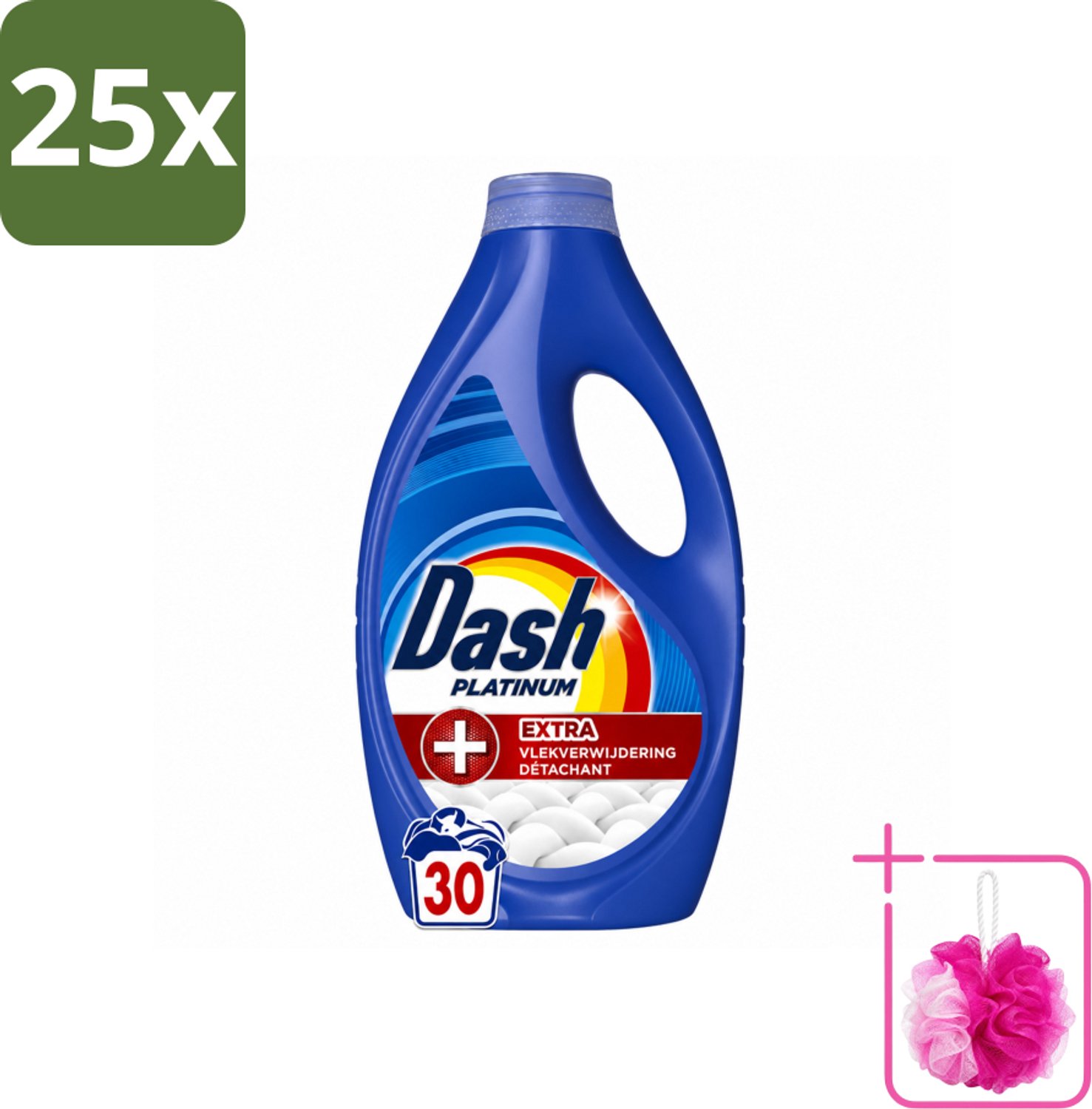 25 x Dash – Wasmiddel – Platinum – 1350 ml - Bulkverpakking - Vlekverwijdering - Douchemop - Wasmiddel