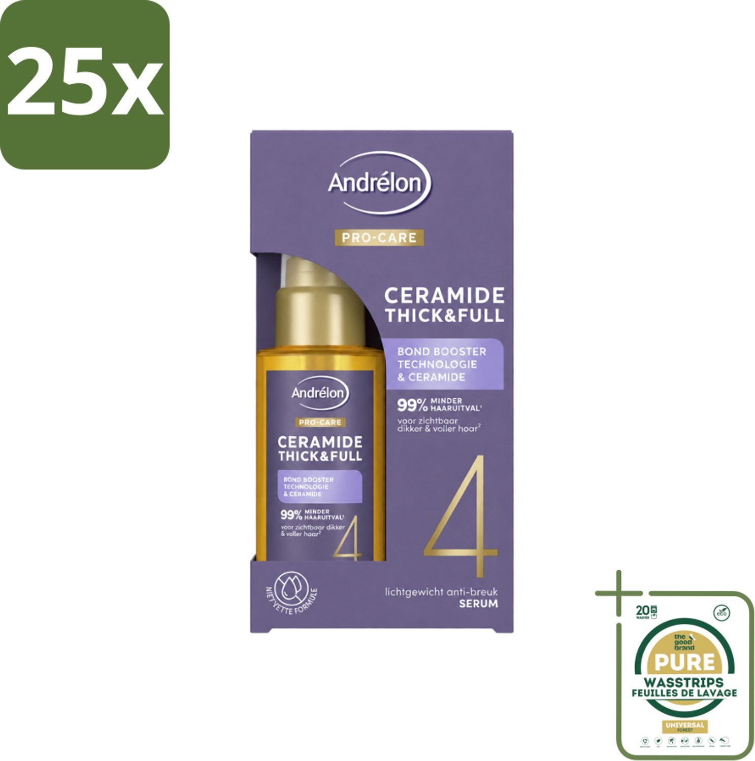 25 x Andrélon – Serum – Pro Care – 50 ml - Wasstrips - Haarverzorging - Haarversterking - Haarverdikking - Haarbescherming - Ceramide