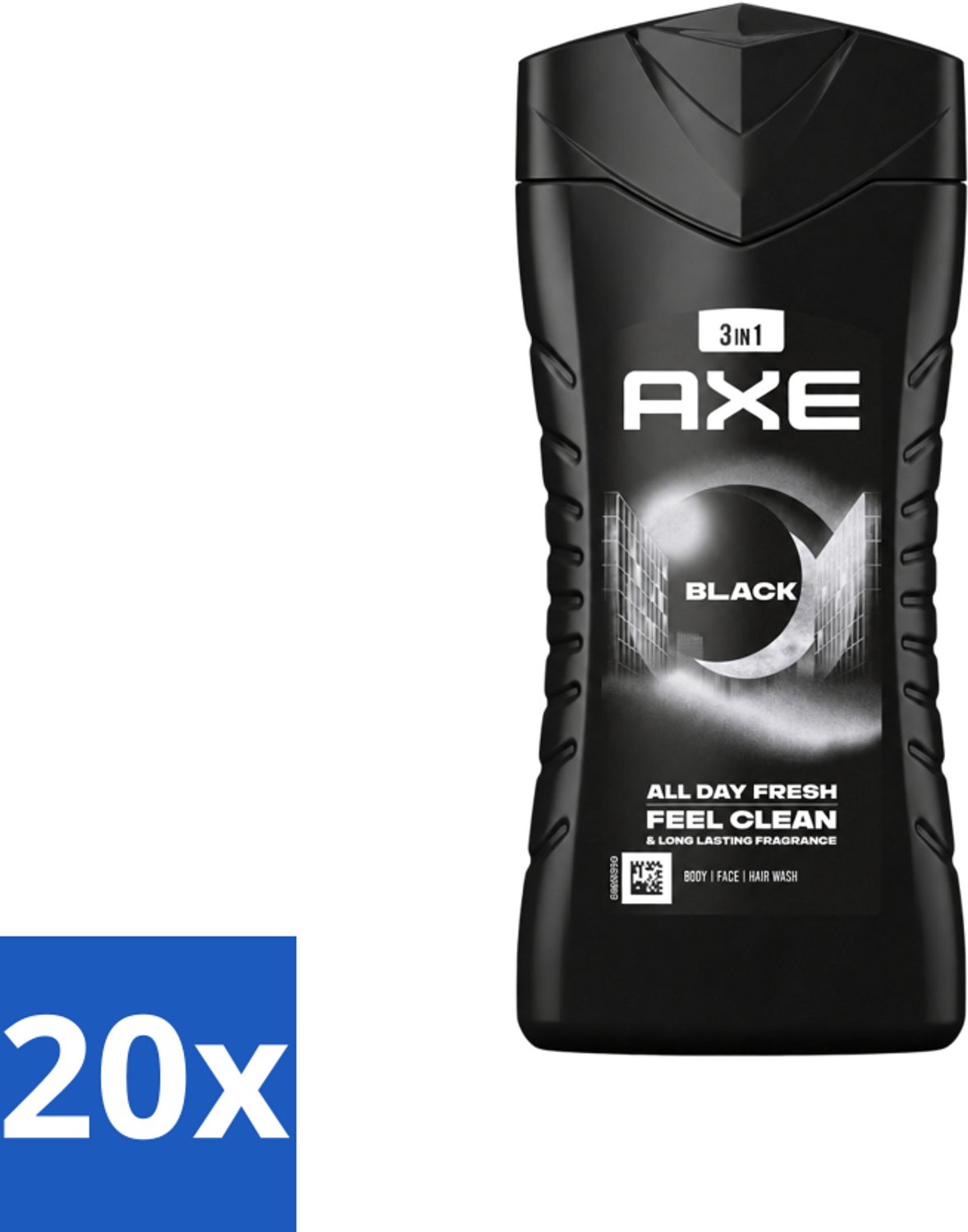 20 x Axe - 3-in-1 Douchegel - Black - Frozen Pear & Cedarwoord - 12hrs Long Lasting Scent - 250 ml - Voordeelverpakking - 20 stuks