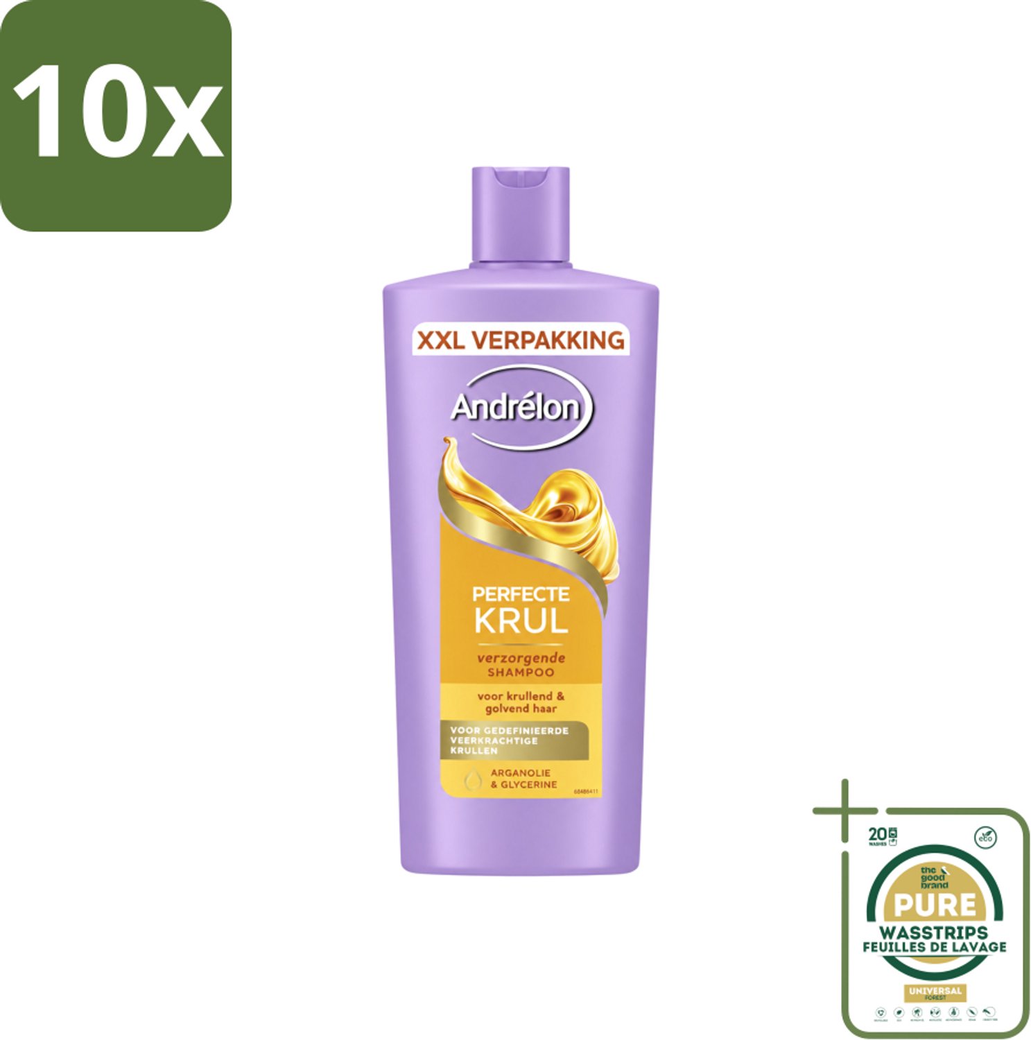 10 x Andrélon – Shampoo – Perfecte Krul – 685 ml - Wasstrips - Krullend Haar - Haar Verzorging - Shampoo - Perfecte Krul - Arganolie