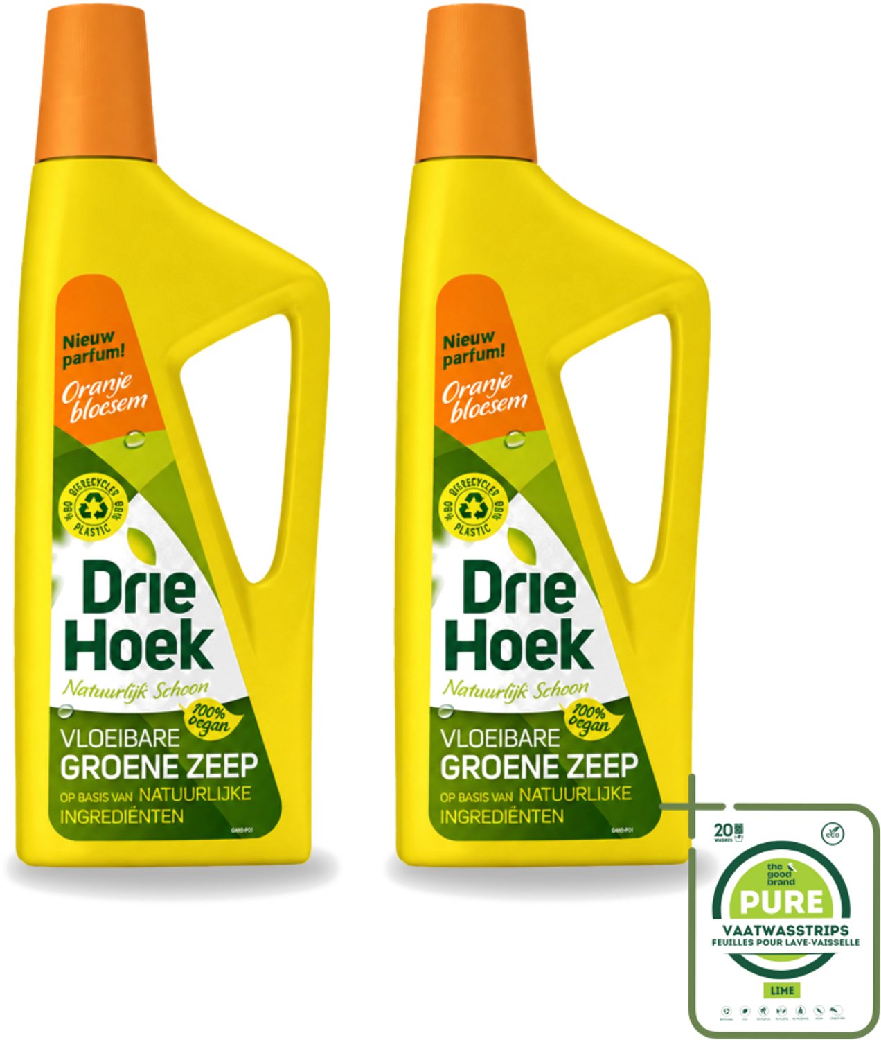 2 x Driehoek – Vloeibare Zeep – Oranjebloesem – 725 ml - Grootverpakking - Vaatwasstrips - Schoonmaken - Natuurlijke Zeep - Textiel Reinigen - Vloer Reinigen - Badkamer Reinigen