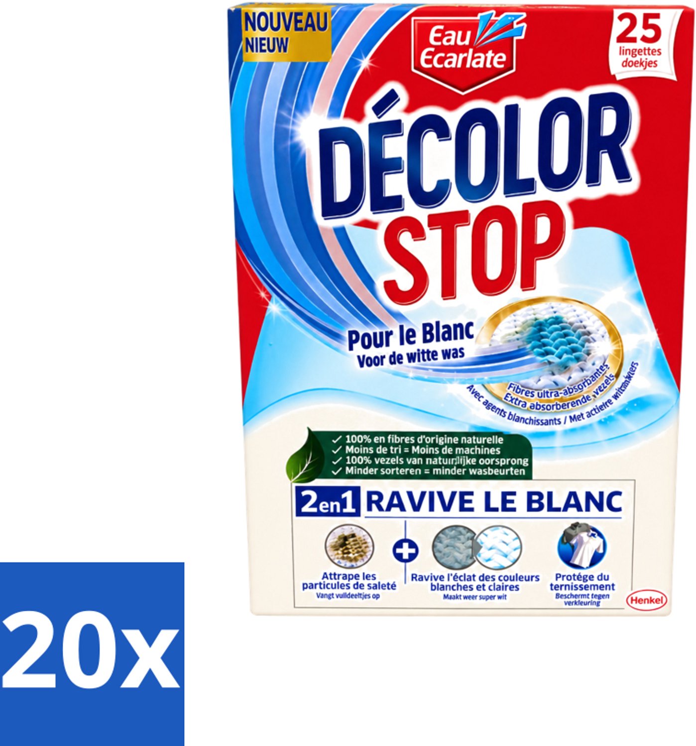 20 x Eau Eclarate - Sublim Blanc - Ultra Witmakend - 25 doekjes - Voordeelverpakking - 20 stuks