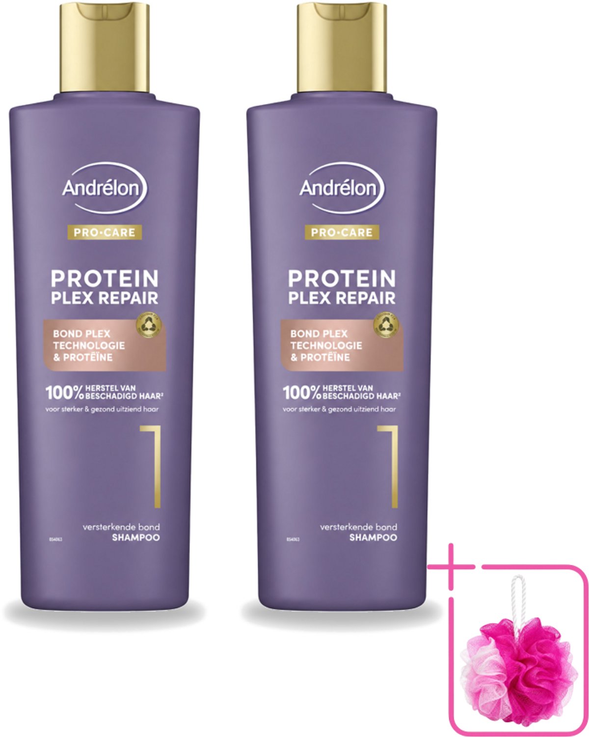 2 x Andrélon – Shampoo – Pro Care Protein Plex Repair – 250 ml - Bulkverpakking - Herstel haar - Douchemop - Beschadigd haar