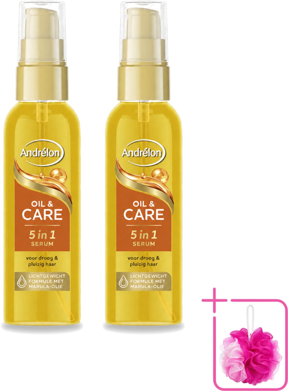 2 x Andrélon – Haarserum – Oil & Care – 75 ml - Bulkverpakking - Haarserum - Douchemop - Pluisvrij haar