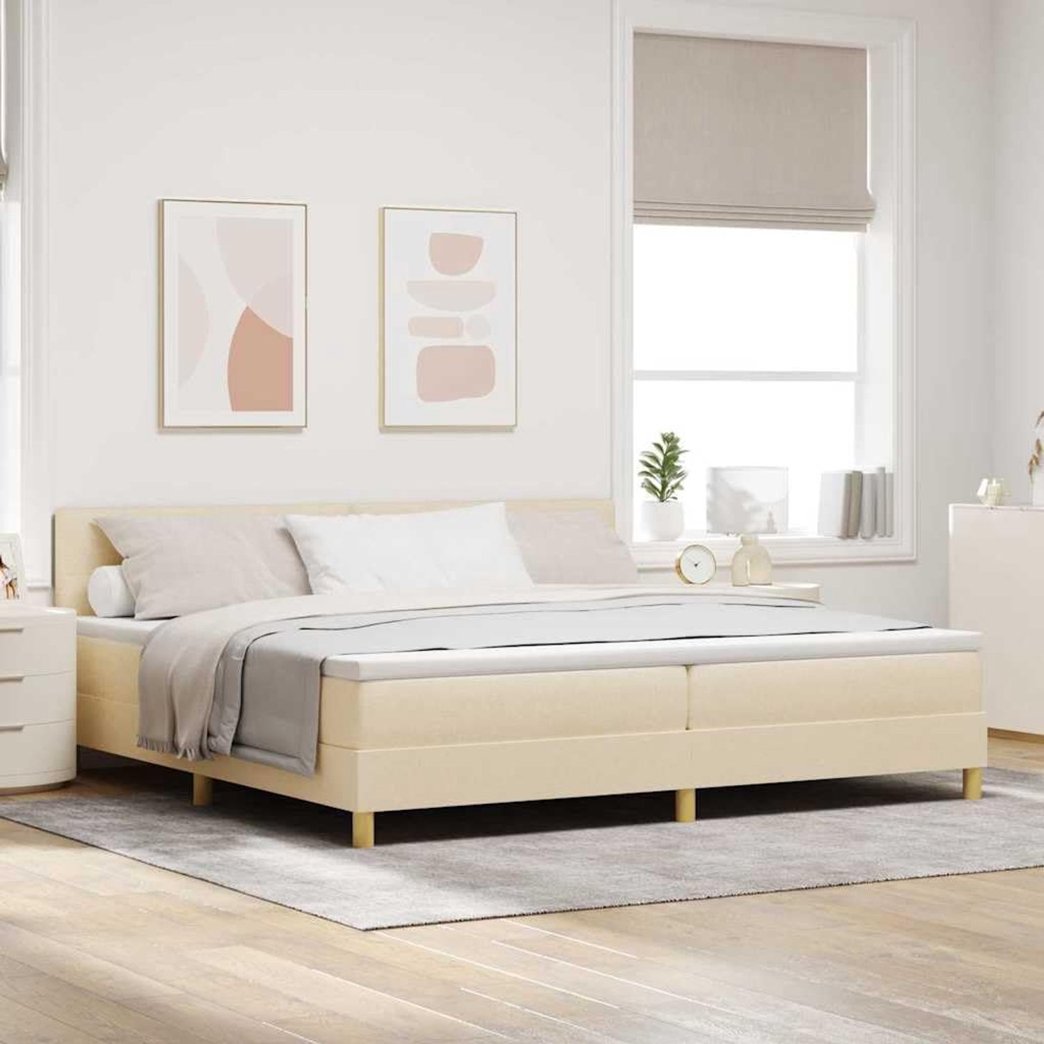 Boxspring Schuimmatras Modern Design 200x200 cm Crème