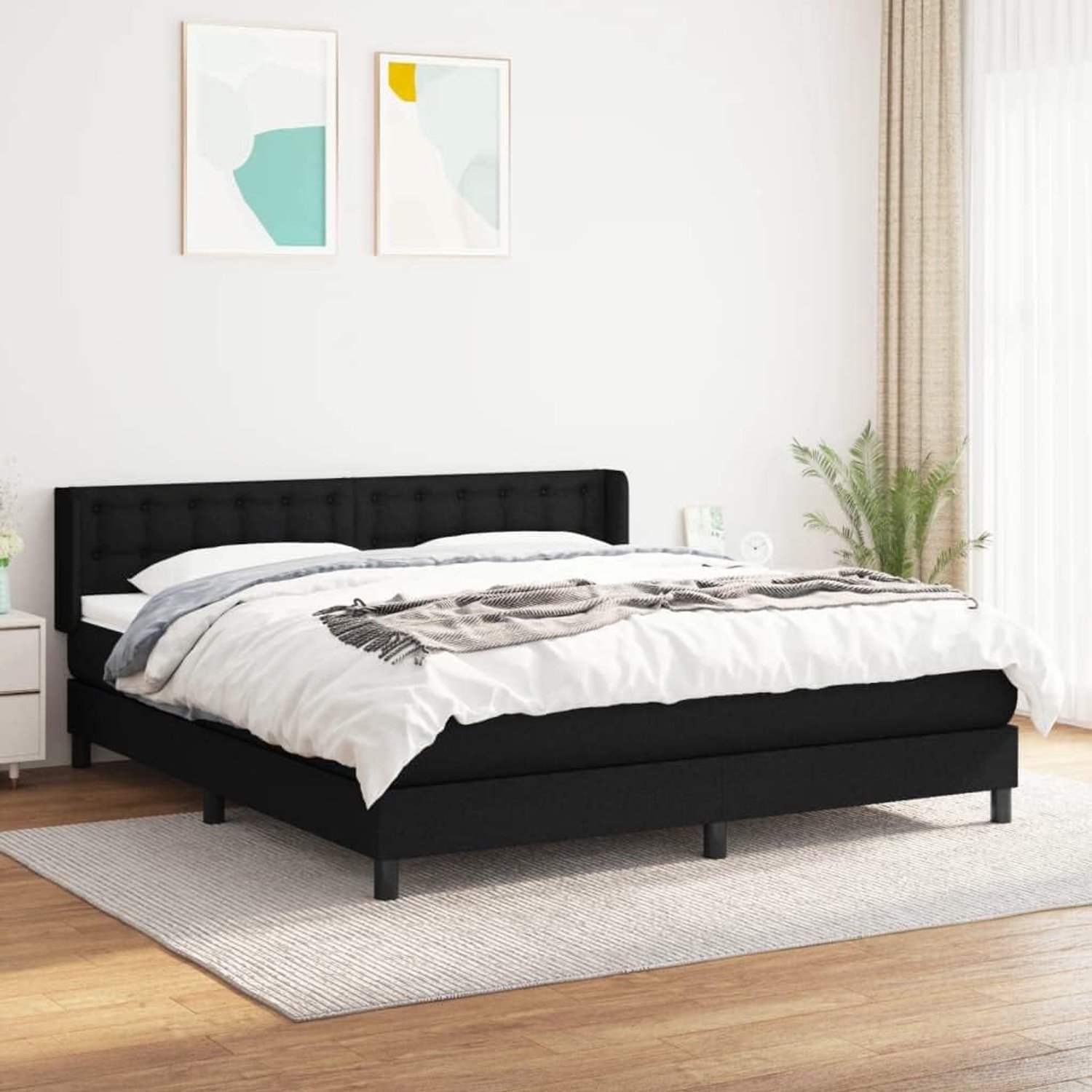 Hoofdbord Pocketvering Matras 160x200 cm Zwart