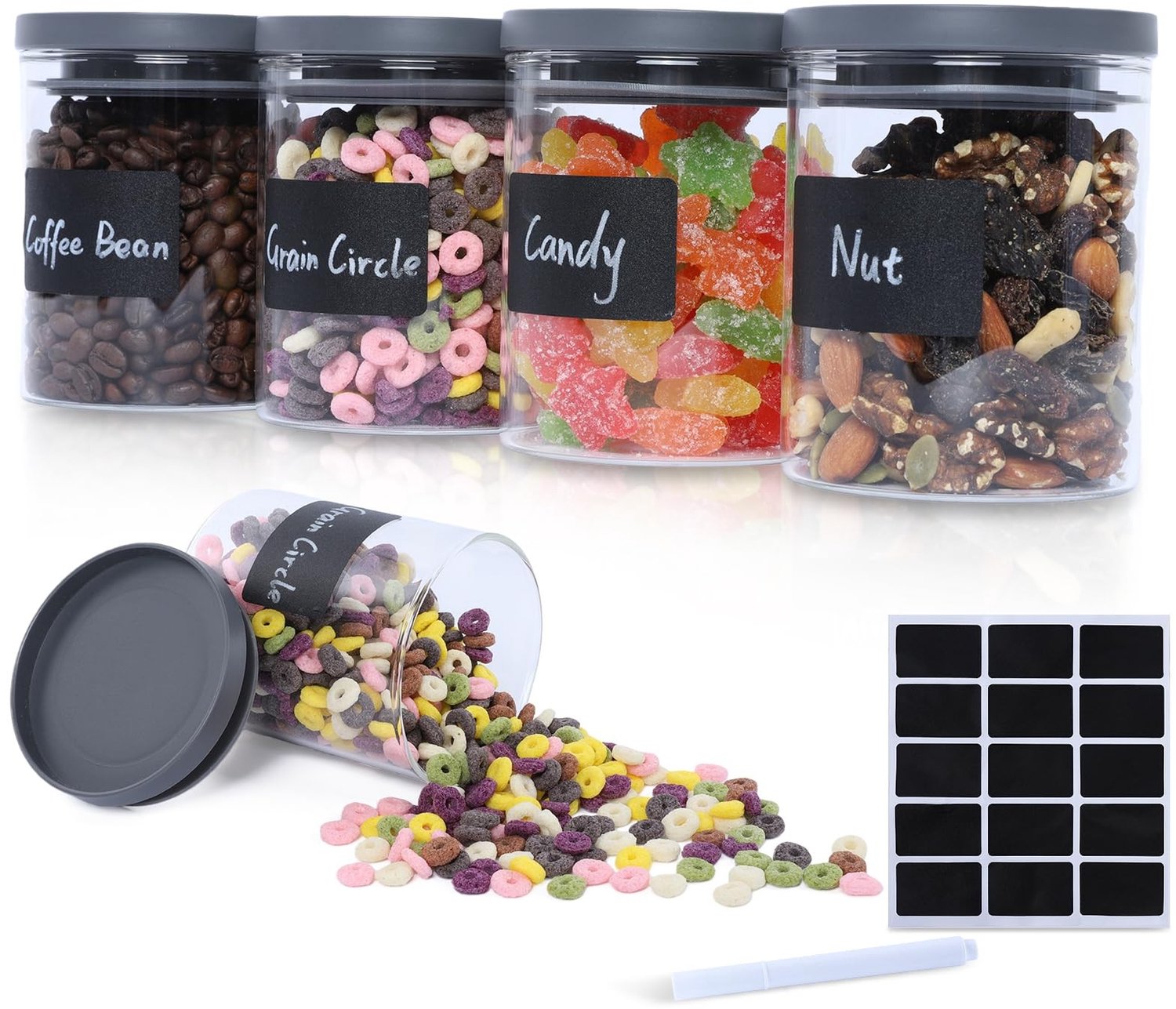 Set van 4 Ronde Silicone Deksel voor Glazen