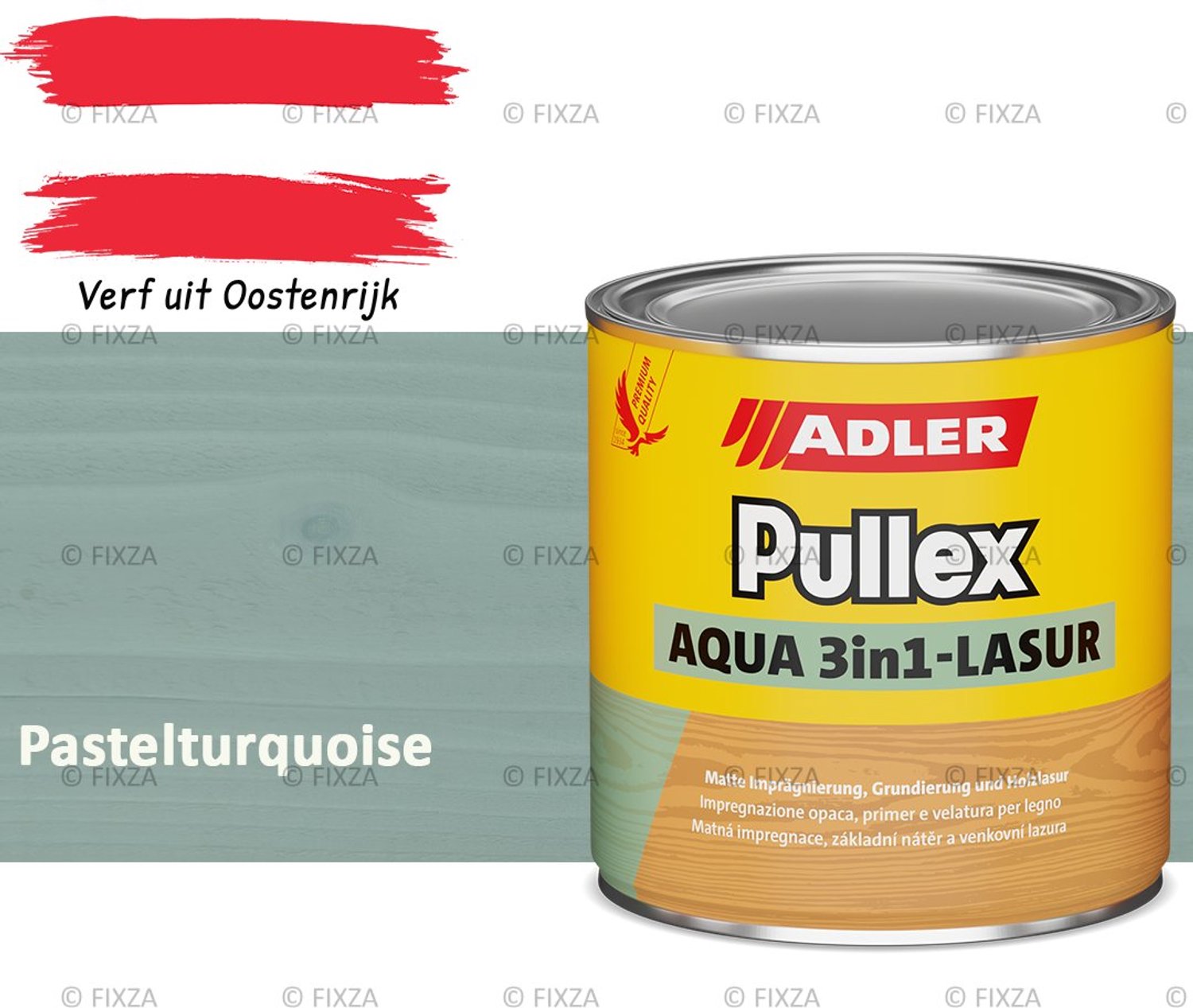ADLER Pullex Aqua 3in1 Houtbeits Buiten – Transparante Beits – Pastelturquoise – 2.5 liter – Impregneer, Grond- & Eindlaag in 1