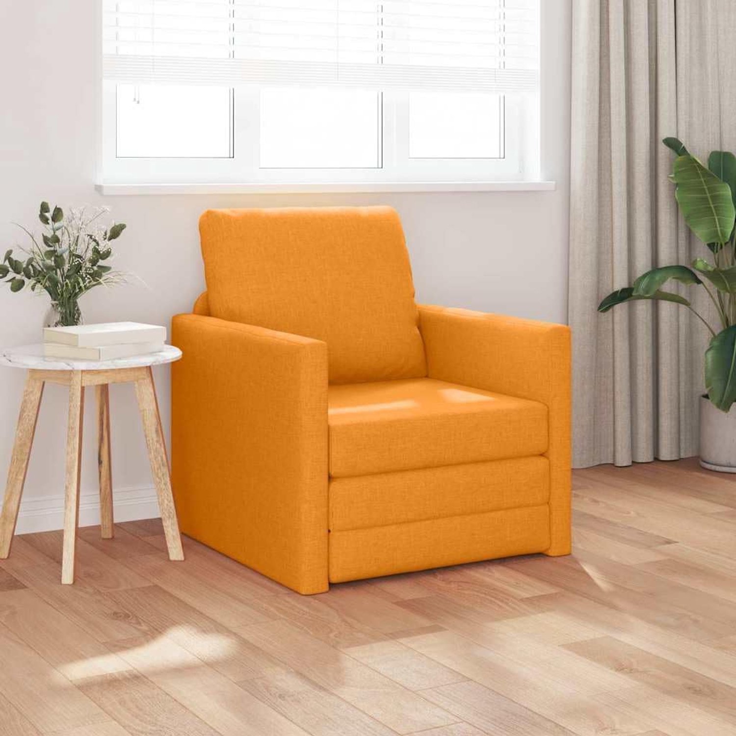 Slaapbank, 60 cm, donkergeel, stoffen slaapbank met robuust metalen frame en afneembaar kussen voor de woonkamer, praktisch logeerbed met zachte polyester bekleding, donkergeel