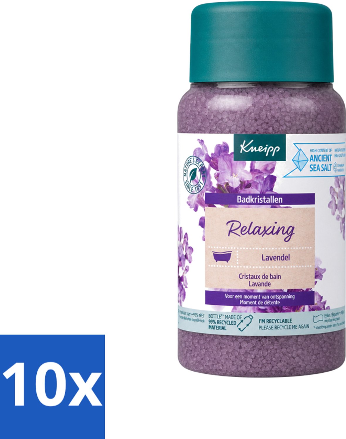 10 x Kneipp - Badzout - Badkristallen - Lavendel - 600 g - Voordeelverpakking - 10 stuks