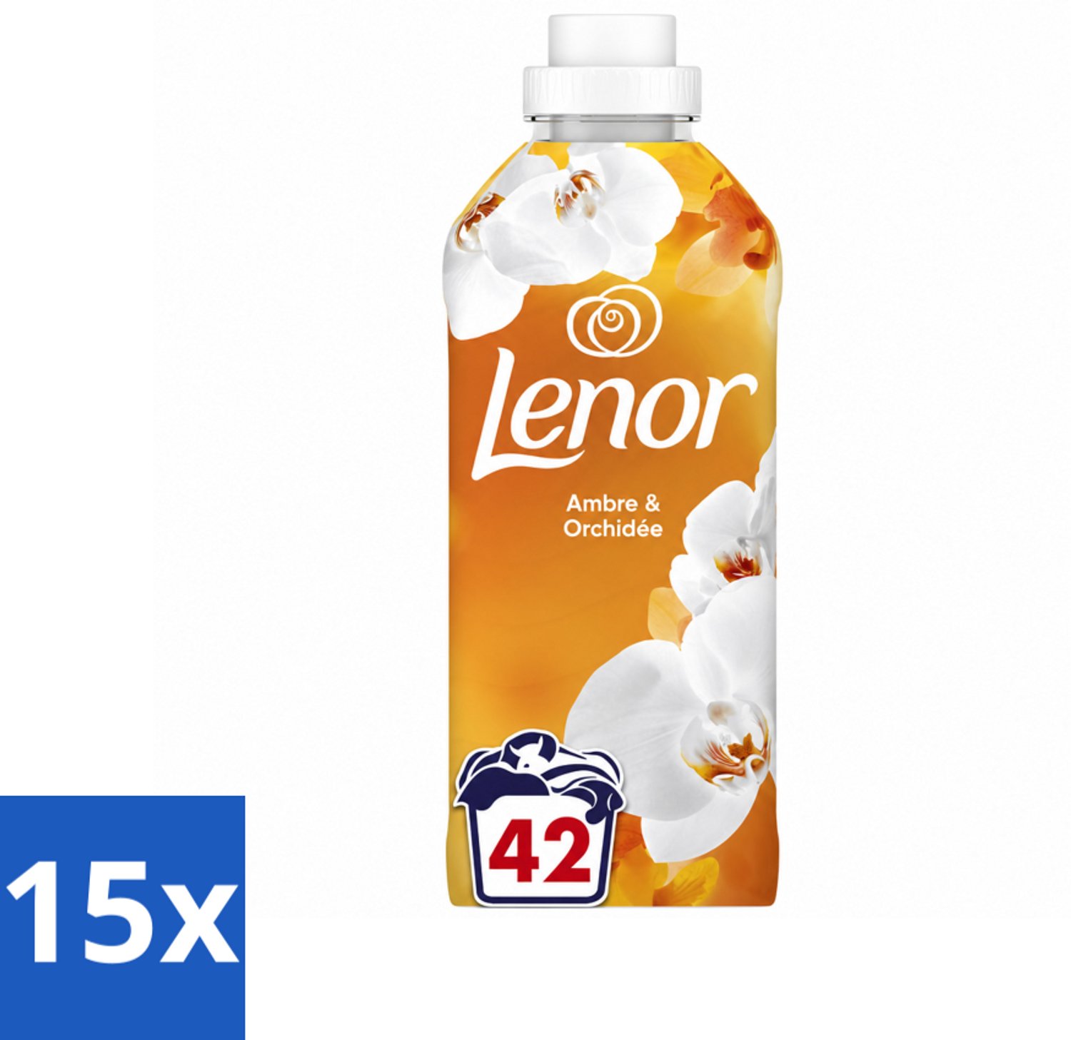 15 x Lenor - Wasverzachter - Amber & Orchidee - Fris & Zacht - 42 Wasbeurten - Voordeelverpakking - 15 stuks