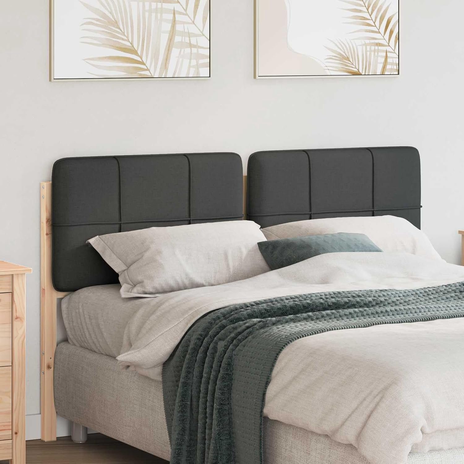 Hoofdeinde van massief grenenhout, 140 cm, bruin/donkergrijs, met veredelde achterkant voor stijlvolle slaapkamerinrichting en moderne eenvoud