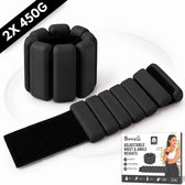 Boncy® Enkelgewichten en Polsgewichten - 2 x 450g Siliconen Gewichten voor Pols & Enkel, Arm & Been - Enkelgewicht Polsgewicht Gewichtjes - Ankle & Wrist Weights Gewichtsmanchetten Verstelbaar - Pilates Fitness Yoga Krachttraining Wandelen Hardlopen