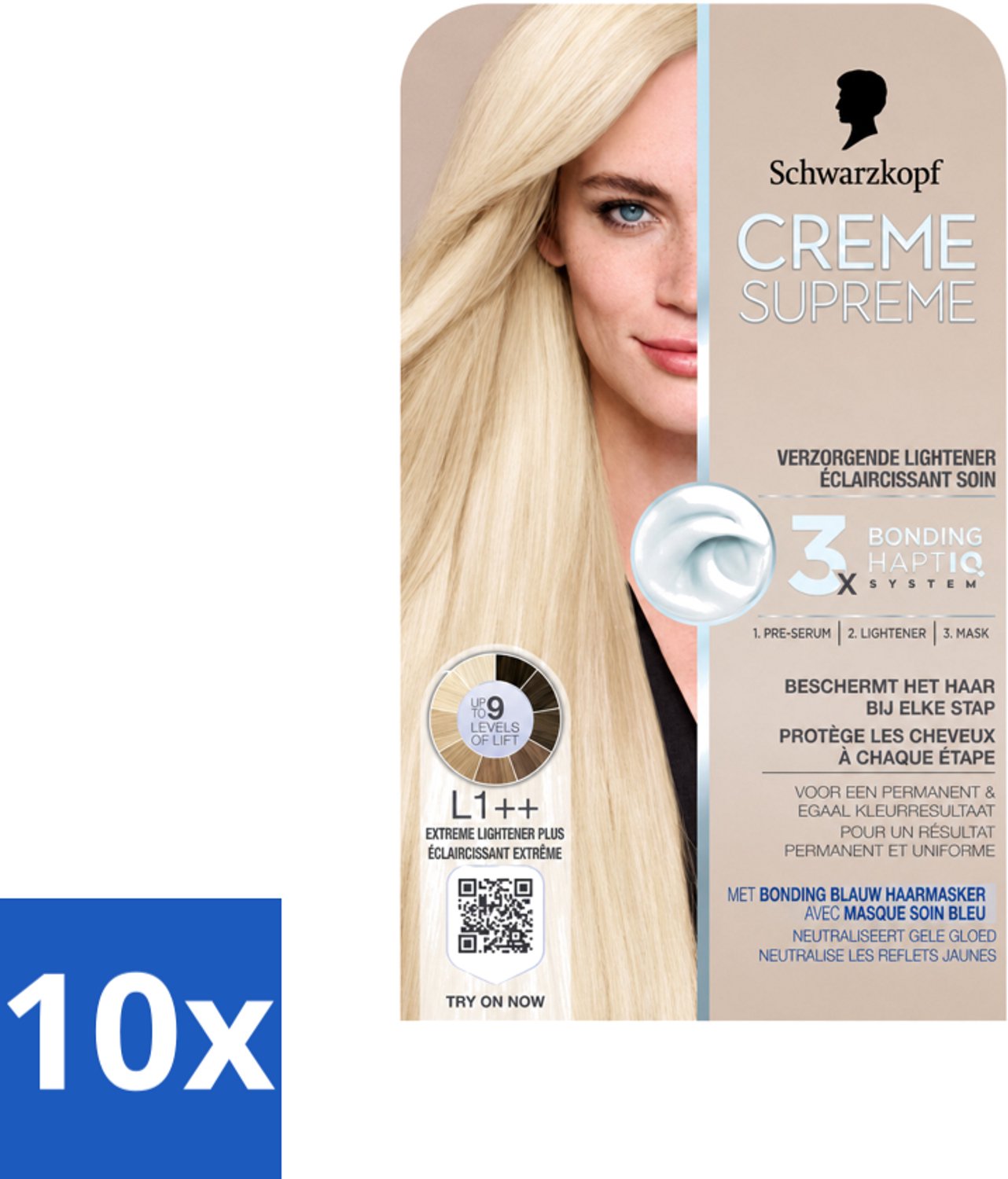 10 x Schwarzkopf - Haarkleuring - Creme Supreme L1++ - Extreme Lightener Plus - 245g - Voordeelverpakking - 10 stuks