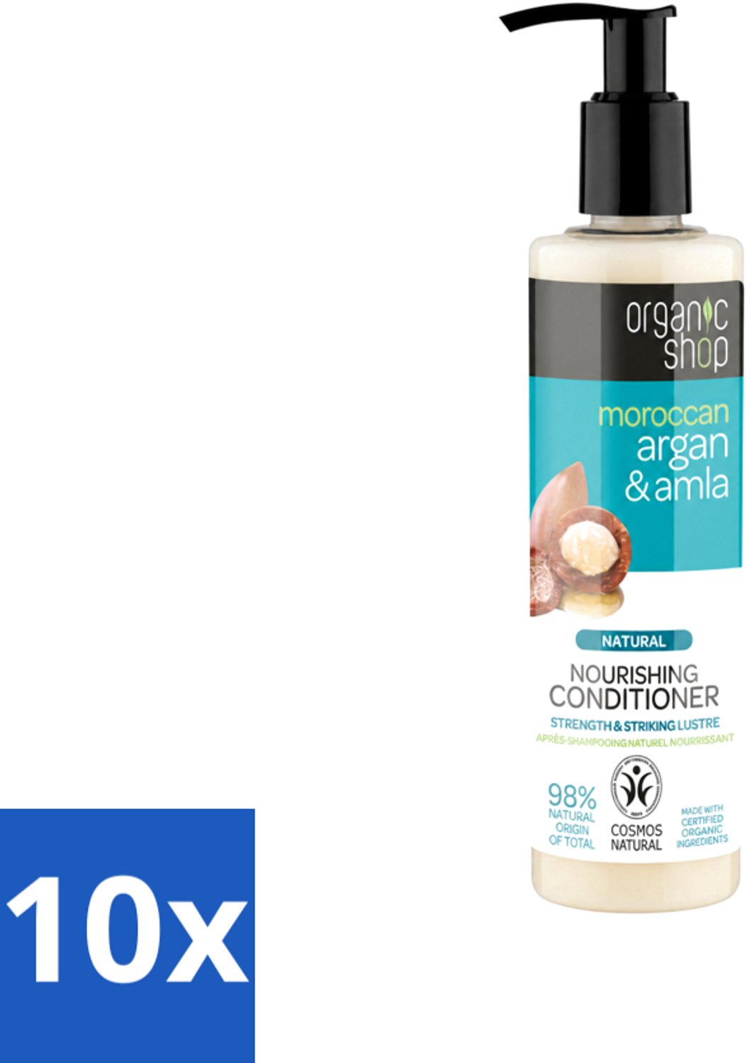 10 x Organic Shop - Conditioner Argan & Amla - Hydraterend en Verzorgend - 280 ml - Voordeelverpakking - 10 stuks