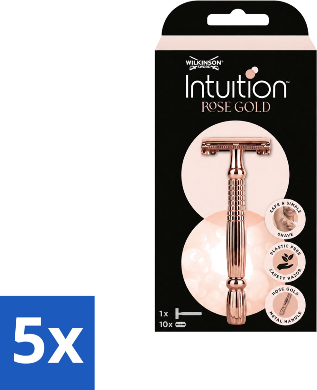5 x Wilkinson Sword - Scheermes - Intuition Rose Gold - Luxe - 10 mesjes - Voordeelverpakking - 5 stuks