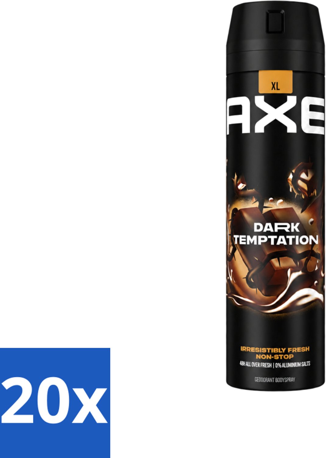 20 x AXE - Deodorant Spray - Dark Temptation - Chocoladegeur - Verleidelijk Fris - 200 ml - Voordeelverpakking - 20 stuks