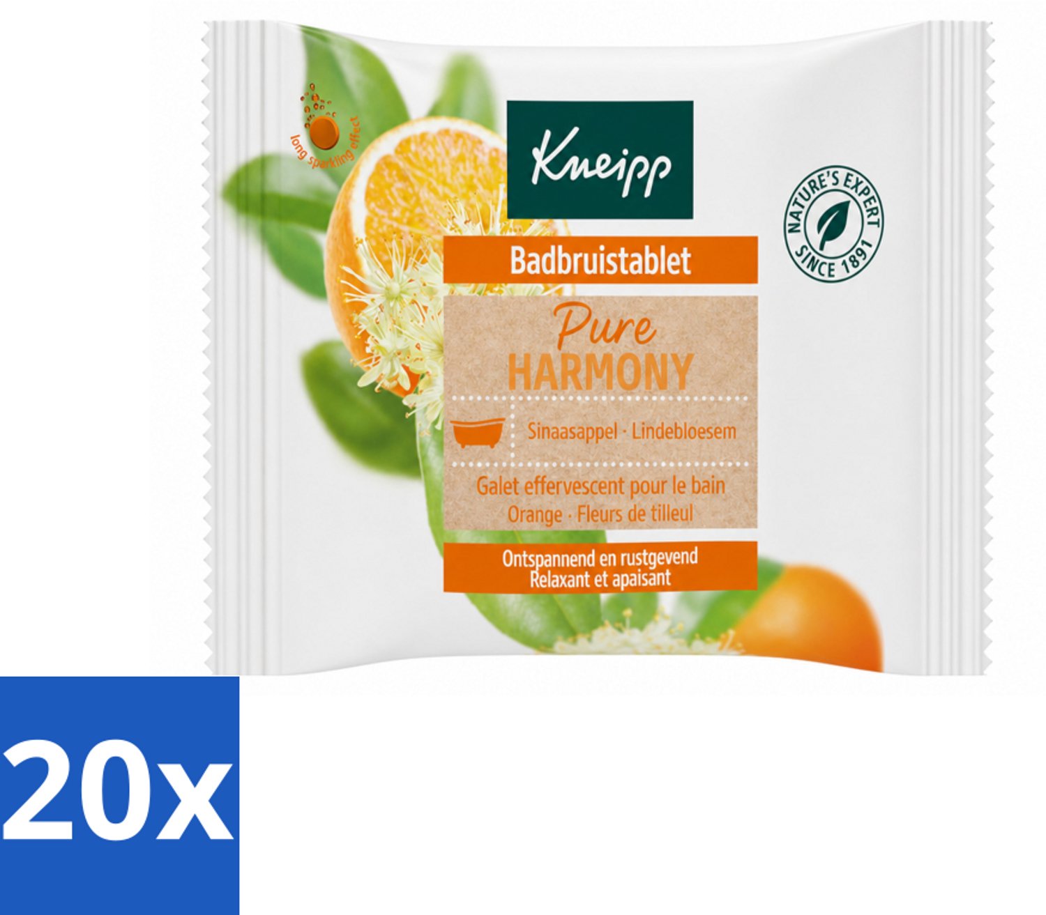 20 x Kneipp - Badbruistablet - Oranje lindebloesem - Voordeelverpakking - 20 stuks
