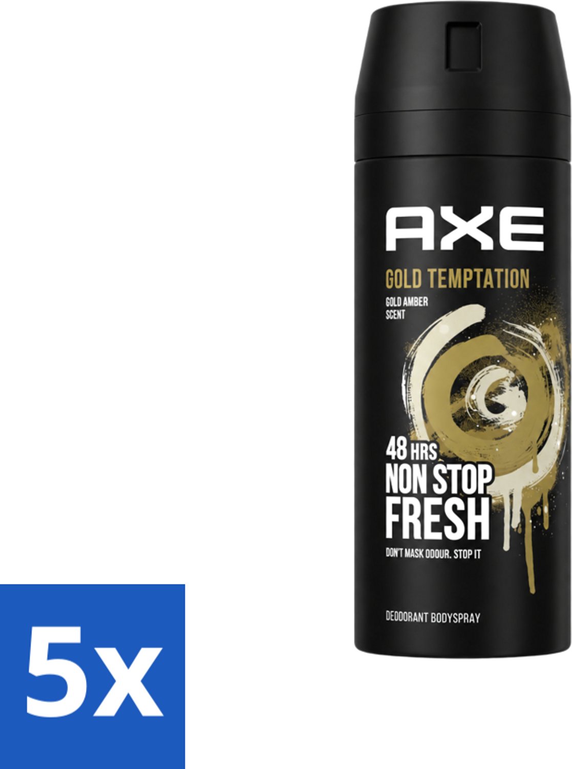 5 x AXE - Deodorant Spray - Gold Temptation - Luxe Geur - Oriëntaals & Fris - 150 ml - Voordeelverpakking - 5 stuks