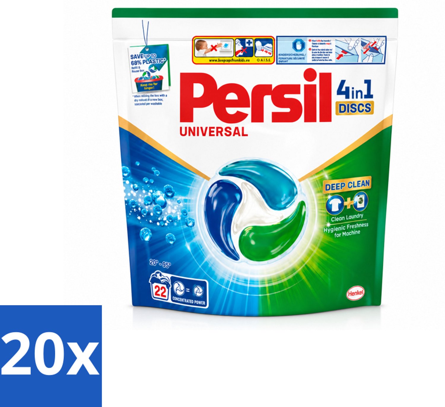 20 x Persil - Wasmiddel - Wasmiddelcapsules Discs Universal - Voor Witte Was - 22 wasbeurten - Voordeelverpakking - 20 stuks