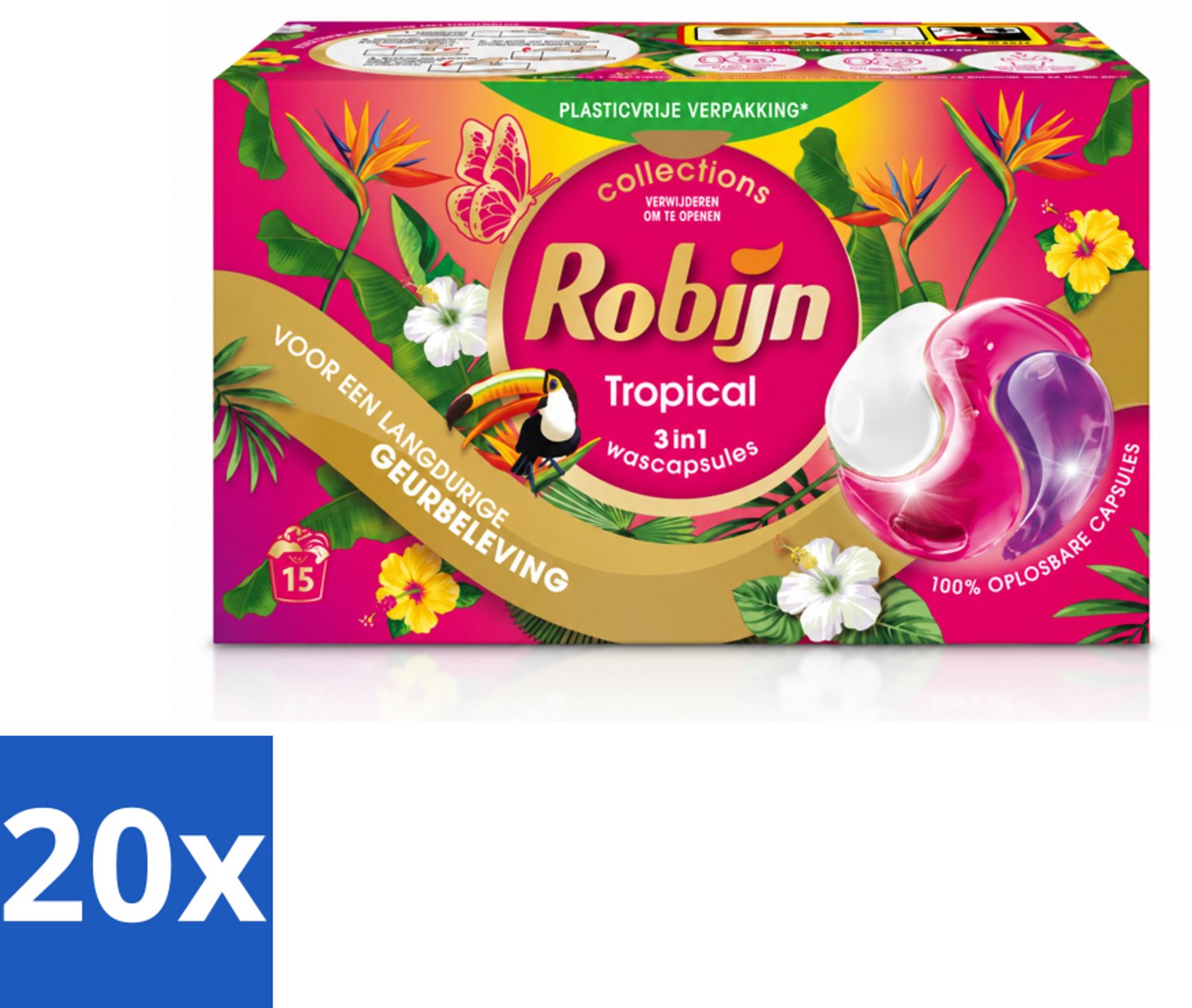 20 x Robijn - 3-in-1 Tropical - Wascapsules - 15 Wasbeurten - Voordeelverpakking - 20 stuks