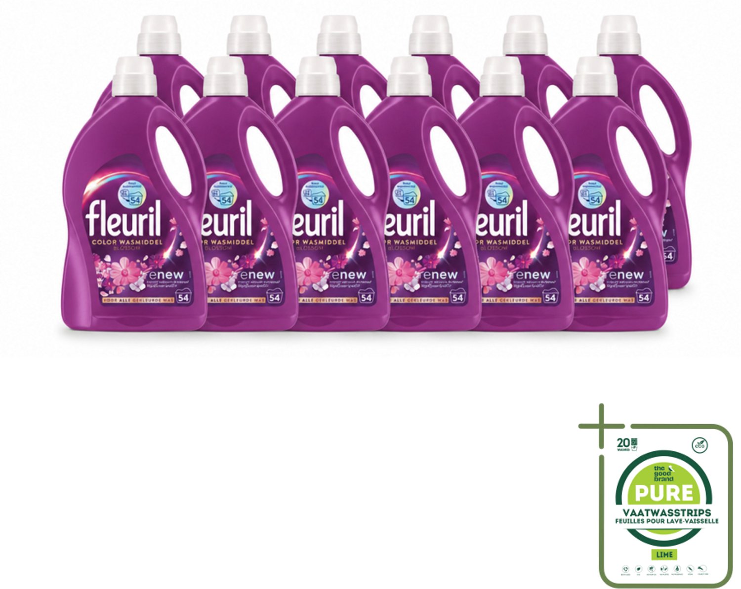12 x Fleuril - Wasmiddel - Color Blossom Vloeibaar Wasmiddel - Kleurbehoud & Bloemige Geur - 54 wasbeurten - Grootverpakking - Kleurbehoud - Wasmiddel Voor Gekleurde Kleding - Bloemige Geur - Stofverzorging - Wasmiddel Voor Stralende Kleuren
