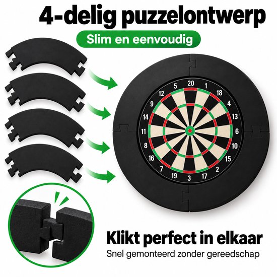 Sercano Dartbord Surround Ring – Modulaire EVA Beschermring – 45 cm Binnenmaat – Afneembare Puzzelring voor Dartbord – Muur Protector voor Darts – Zwart — afbeelding 3
