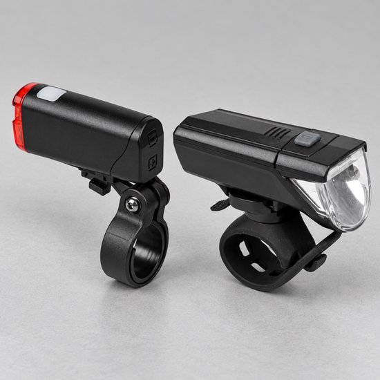 Dutch Standard fietslampenset - Led voorlicht 30 lux en achterlicht - Inclusief batterijen - IPX4 - Zwart — afbeelding 2