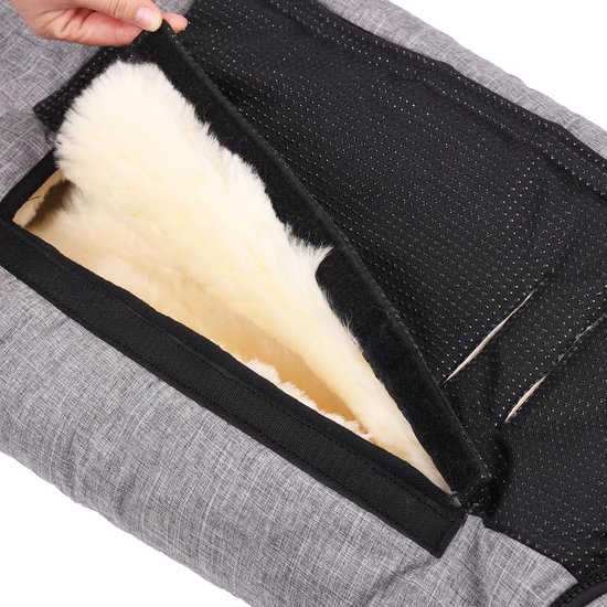 Voetenzak Winter voetenzak Buggy Lambskin voetenzak Baby Schelpen Wandelwagen kuipen en Zachte reiswiegen Gemaakt van Medisch Bont Wind en Waterafstotend (Lichtgrijs Melange) — afbeelding 4