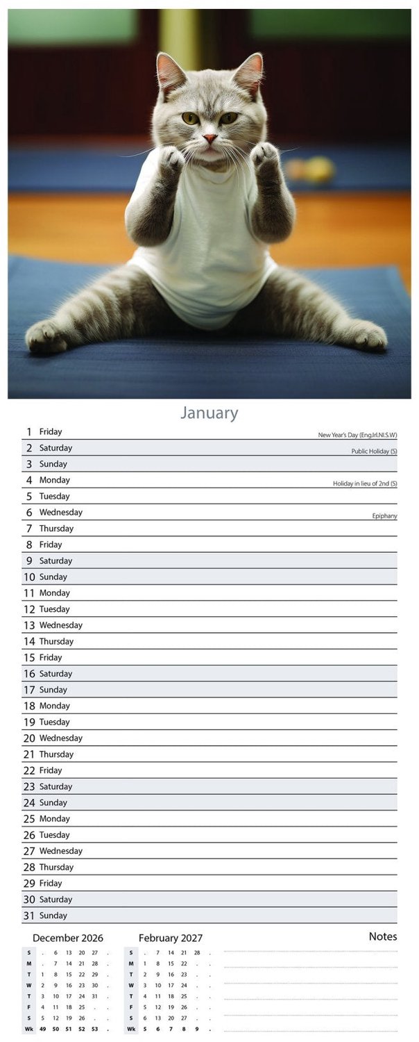 Yoga Animals Kalender 2027 Slimline