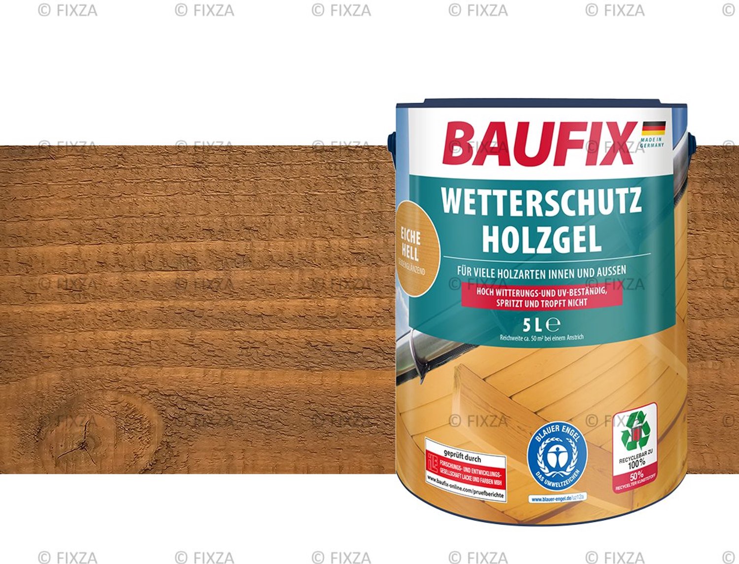 BAUFIX Buitenbeits – Licht Eiken – Zijdeglans – 5 Liter – Voor Schutting, Tuinhuis & Blokhut – UV- & Weerbestendig