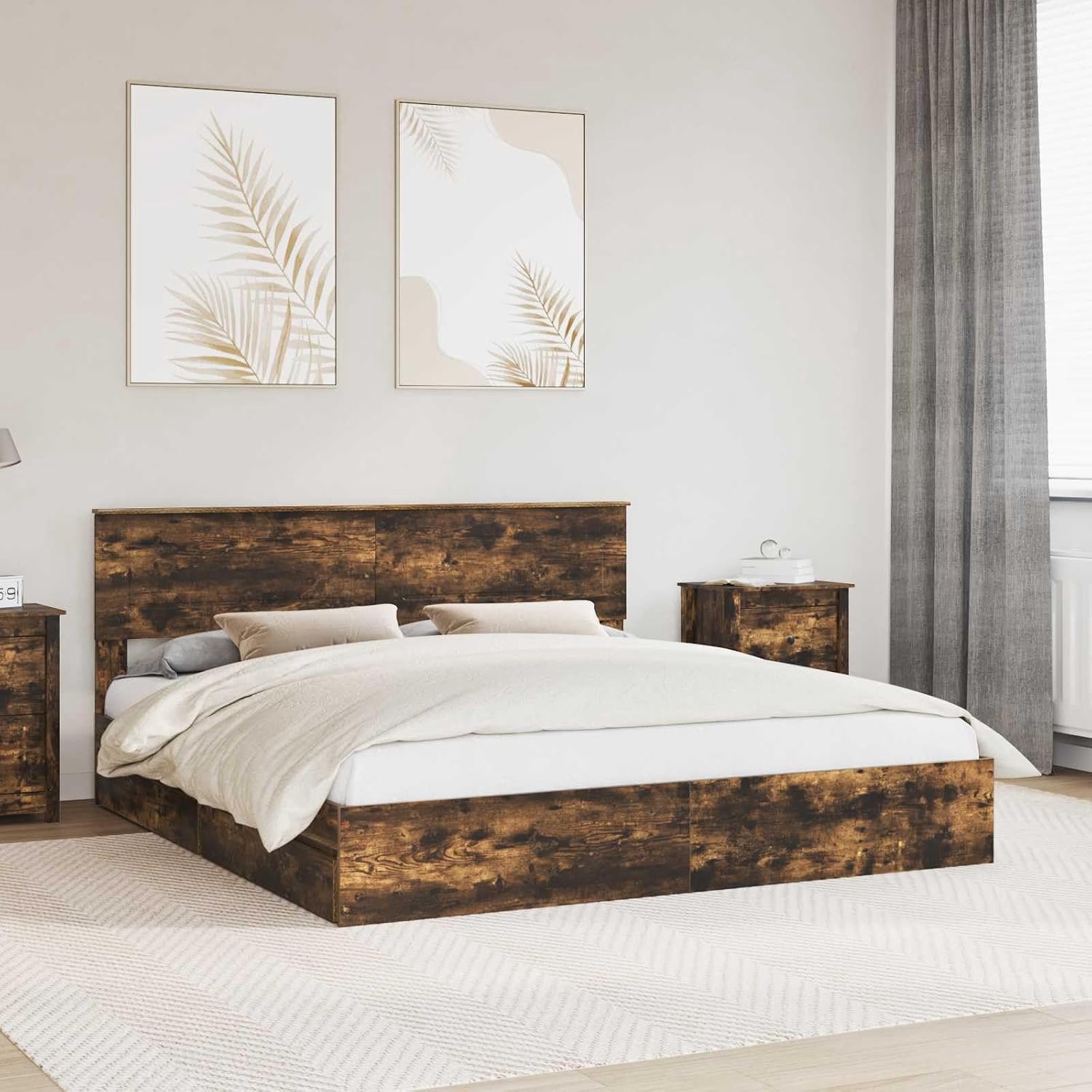 Bewerkt hout Moderne slaapkamer Gerookt eiken 180 x 200 cm