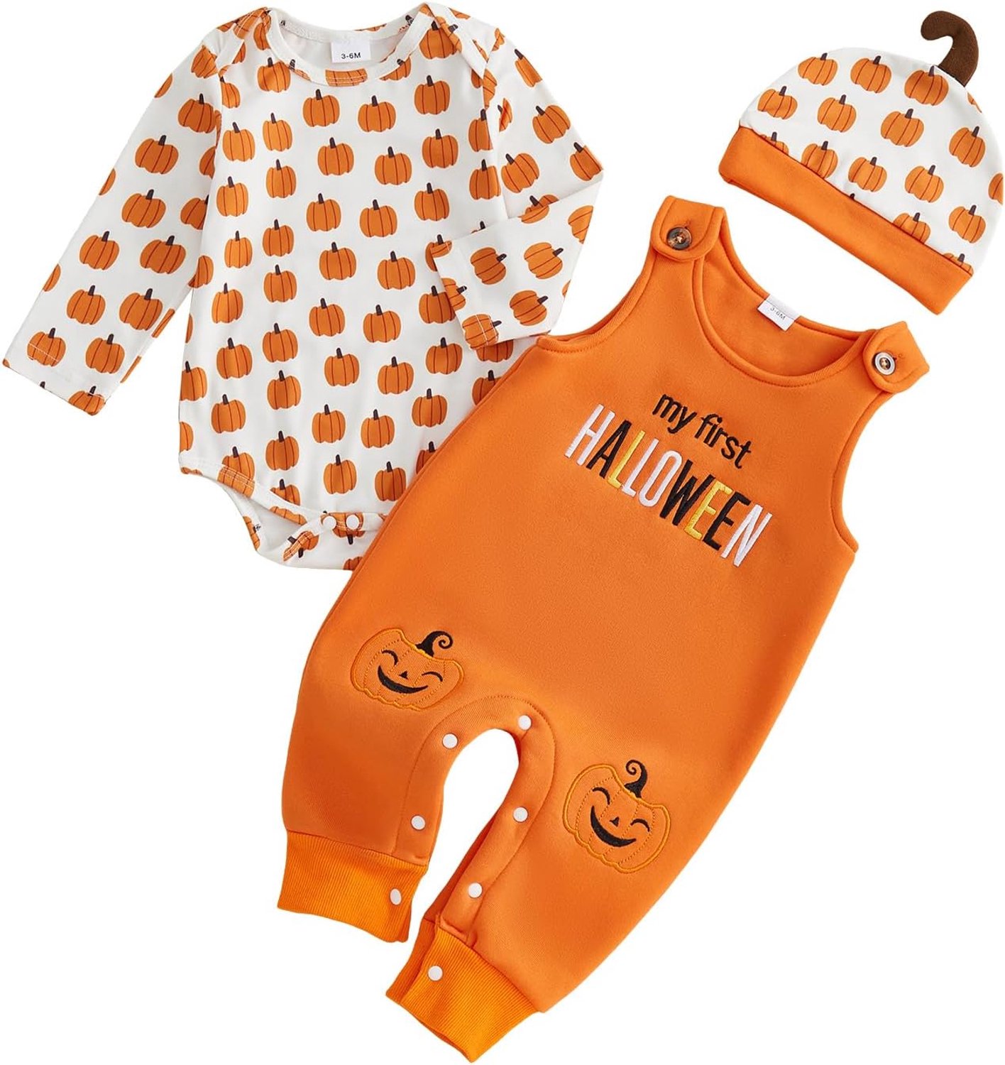 Halloween-outfit voor baby's, jongens, pompoen, oranje