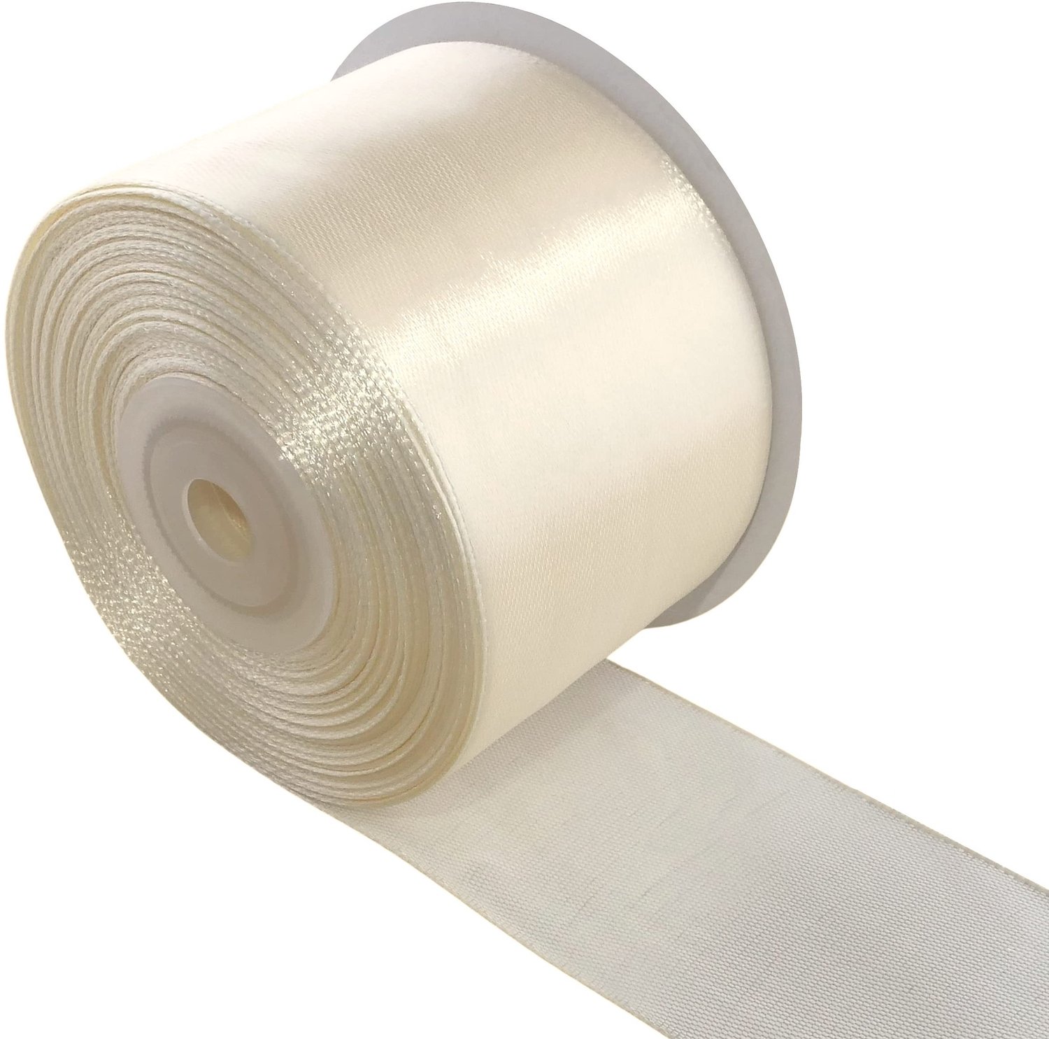 Satijnen Cadeaulint op Rol 50mm x 25m - Crème
