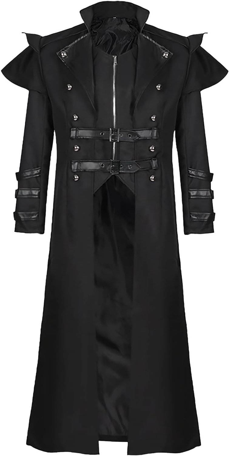 Herenjas met capuchon, gothic, met capuchon, middeleeuwse retro renaissance-jas, Victoriaanse paleis, vintage, mantel voor Halloween, cosplay