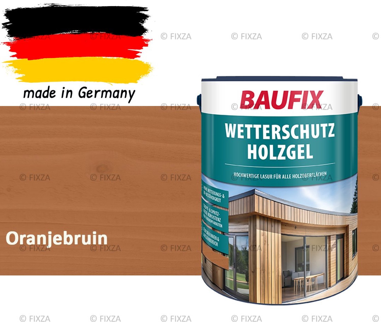 BAUFIX Buitenbeits – Oranjebruin – Zijdeglans – 5 Liter – Voor Schutting, Tuinhuis & Blokhut – UV- & Weerbestendig