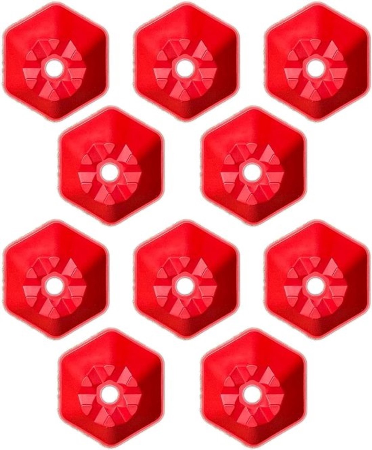 Zeskantkegels - Space markers discs - Sporttraining en agility - Stapelbaar en windbestendig - 18cm breed, 5cm hoog - Rood