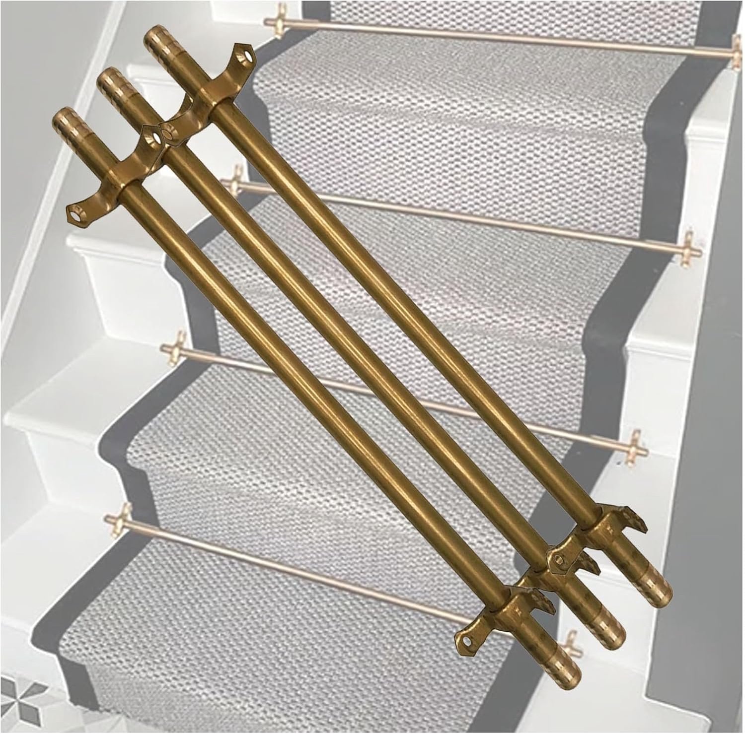 Tapijtloper hengelset - 5 verstelbare buisbeugels voor trappen 102 cm (40 inch) - StylishEasy Installatie voor tapijtlopers