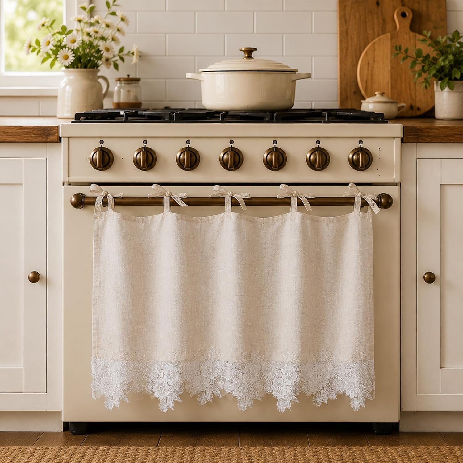 Kant Oven Rokken Vintage Tie Achterpaneel Gordijn Decoratieve Korte Keuken Gordijn Verbergen Rommel Boerderij