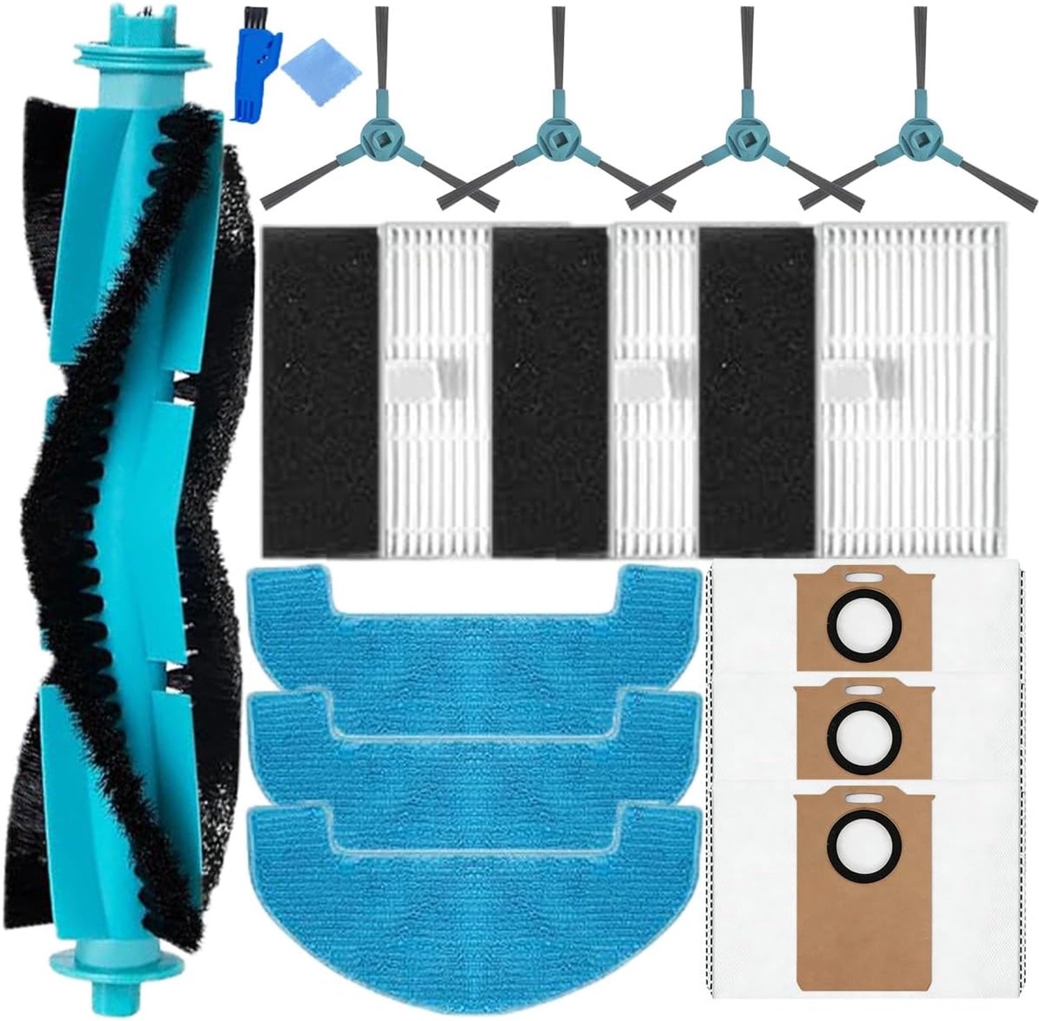 Onderdelen voor Proscenic Q8 Max, voor Ultenic D10, voor MONSGA MS1 Max, voor Liectroux M70 Pro robotstofzuiger met 1* hoofdborstel, 4 x zijborstels, 3 x filters, 3 x dweildoeken