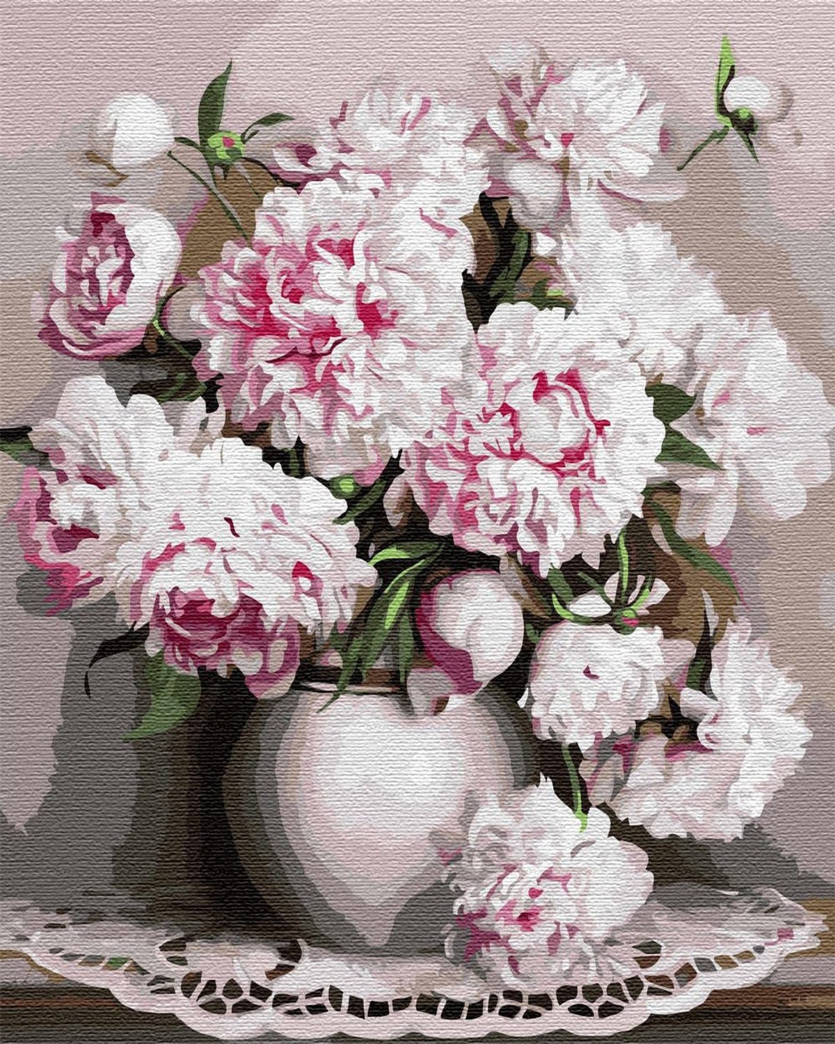 Schilderen op Nummer - 40 x 50 cm Canvas - Handgeverfde Bloemen - Perfect voor Beginners - Vemera