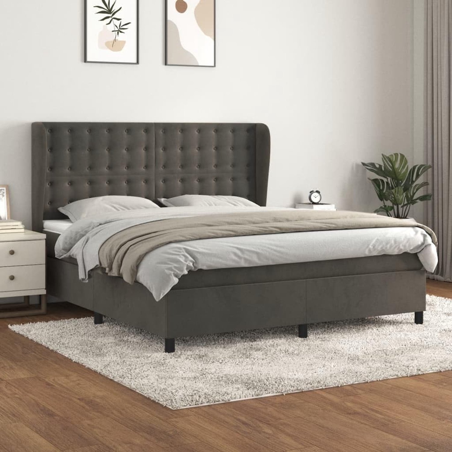 Fluweel boxspringbed verstelbaar hoofdbord pocketveringmatras 180x200