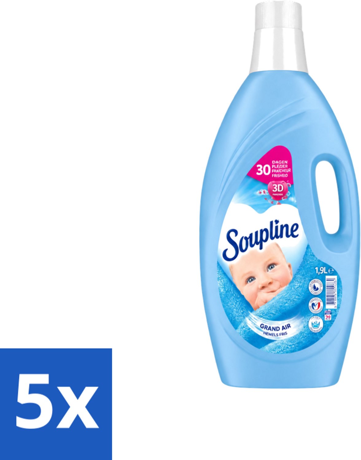 5 x Soupline – Wasverzachter – Hemels Fris – 1,9 L - Voordeelverpakking - 5 stuks
