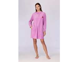 Woody slaapkleed meisjes/dames velours - roze - 262-10-WDA-V/436 - maat S