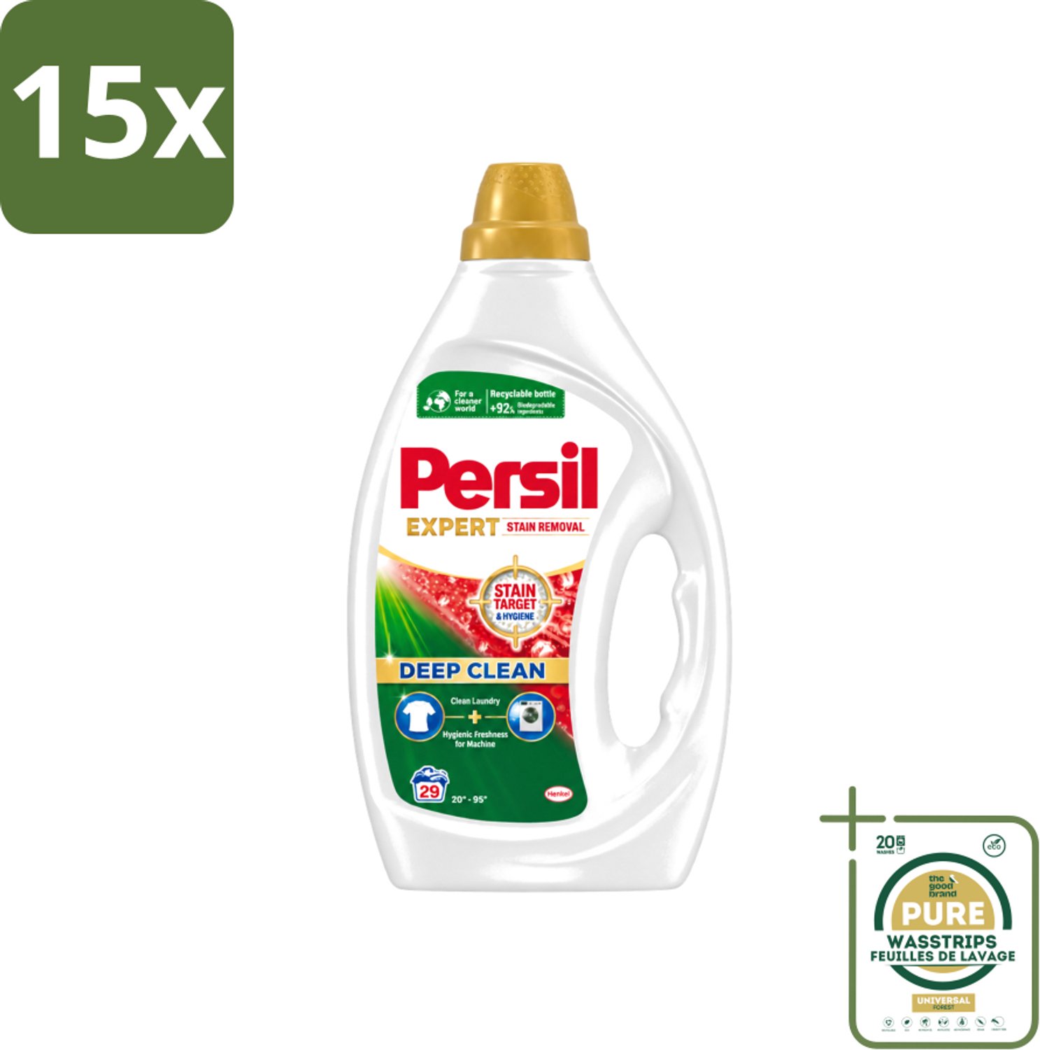15 x Persil Expert - Vlekverwijdering - Vloeibaar Wasmiddel - Witte en Gekleurde Was - 29 Wasbeurten - Wasstrips - Vlekverwijdering - Wasmiddel - Wasgoed - Wasmachine - Frisheid