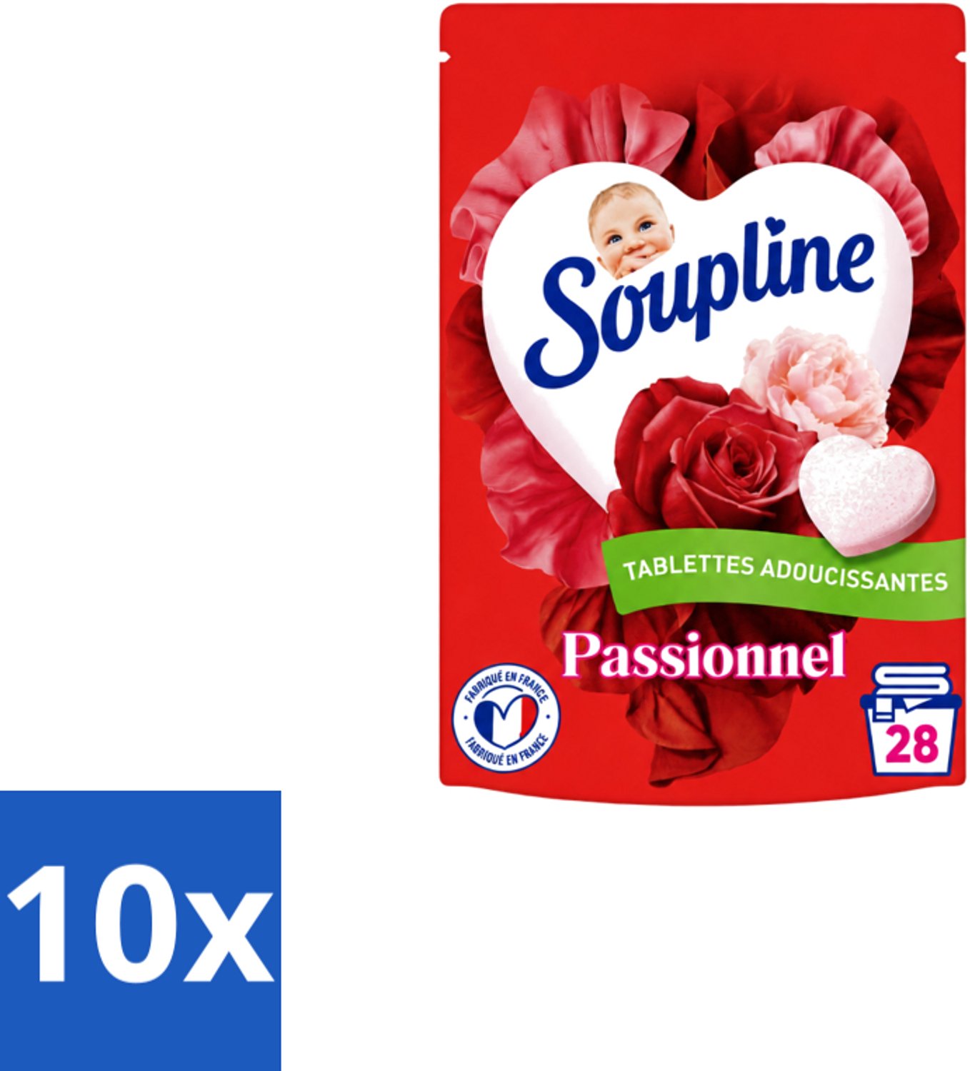 10 x Soupline – Wasverzachtertabletten – Harten Straling van Passiebloemboeket - 28 tabletten - Voordeelverpakking - 10 stuks