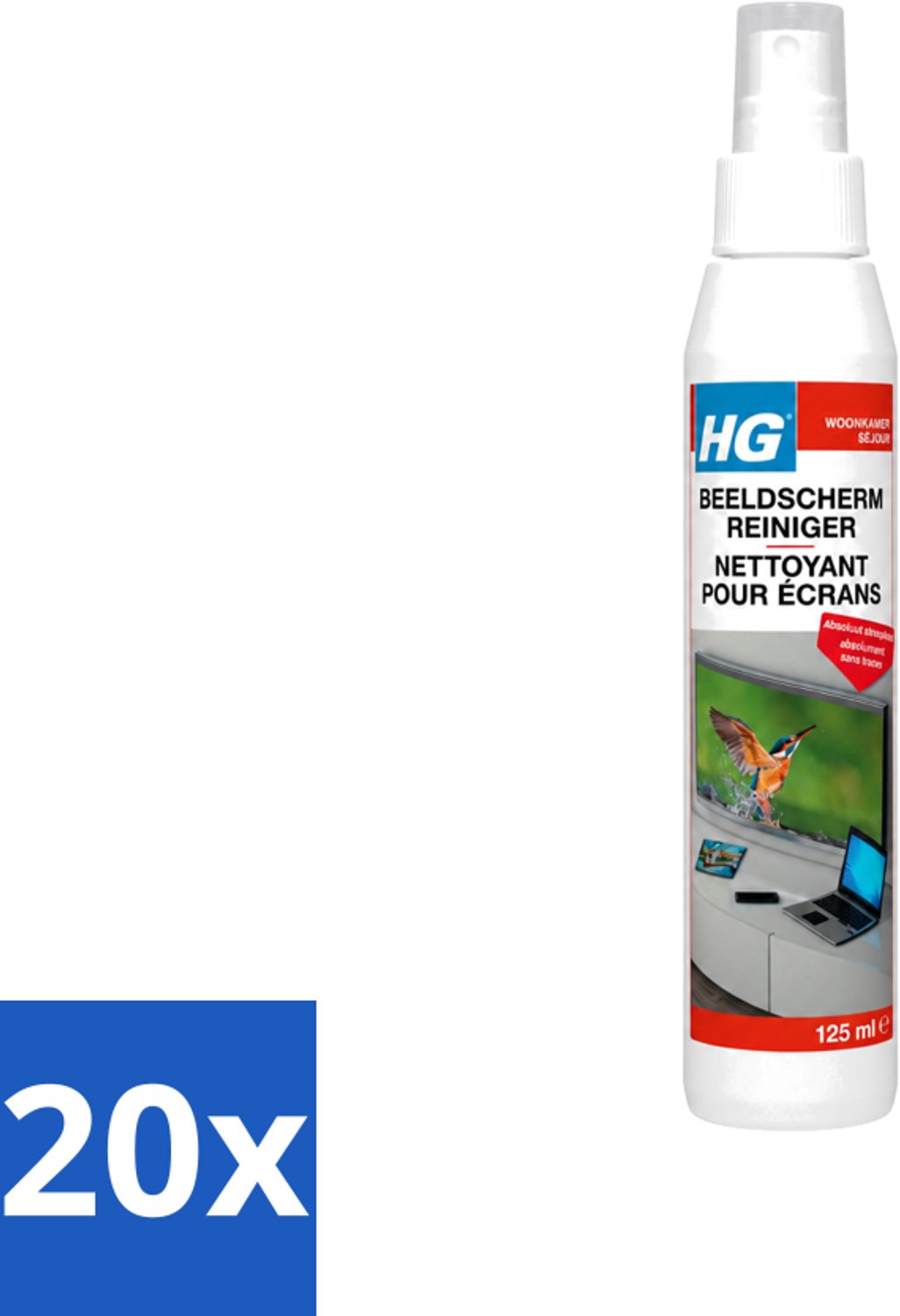 20 x HG - Beeldschermreiniger - Voor Streepvrije Schermen - 125 ml - Voordeelverpakking - 20 stuks